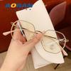 Korean Style Retro Gold Wire Glasses Frame for Women - Anti-Blue Light & Anti-Radiation, Small Polygon Myopia Design.