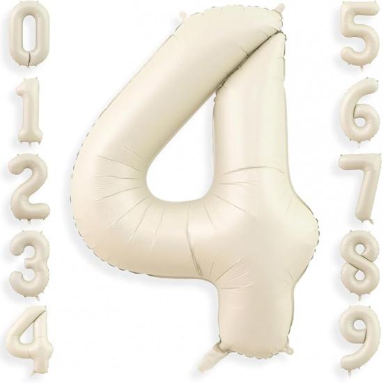 40 Inch Cream White 1 Balloon Numbers, Large Number 1 Balloon Foil Helium Number Balloons, Big 1st Foil Birthday Balloons for Boys Girls 1st Birthday
