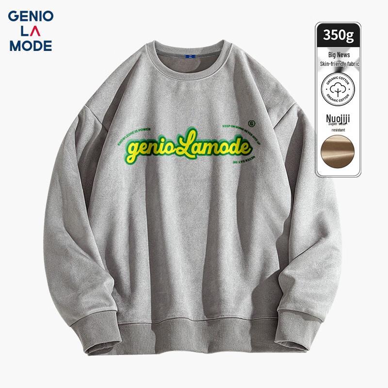 

GENIOLAMODE Men s Suede Print Crewneck Sweatshirt L