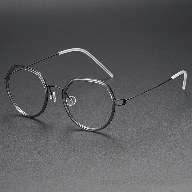 New Pure Titanium Screwless Small Face Elliptical Frame Glasses Retro Fashion Glasses Frame