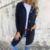 Women Knitted Cardigan Sweater Coat Long Sleeve Hooded Solid Color Mid Length with Pockets