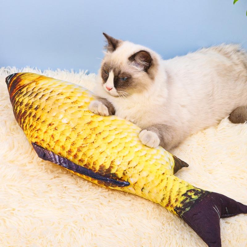Simulated Large Plush Fish Cat Toy With Catnip For Cat Self Play Boredom Relieving