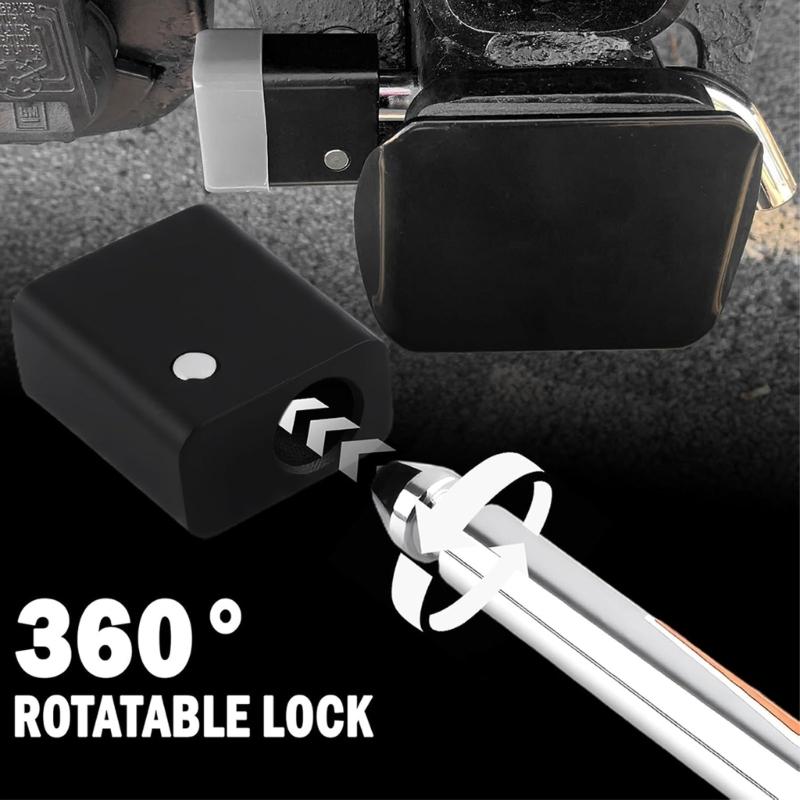 Trailer Hitch Security Lock With 360 Degree Rotation For 2 Inch And 2.5 Inch Receivers Flexible And Secure Attachment