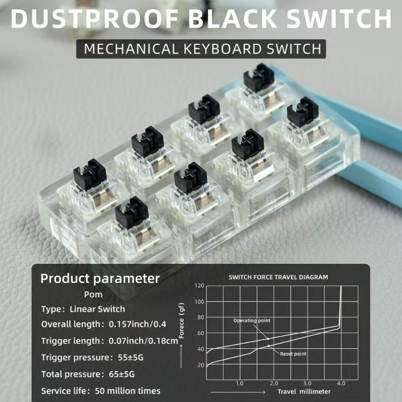 Metal Plastic Composite Linear Switches For Mechanical Keyboards With Hot Swap Function Black Red Brown Blue Option
