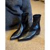 French pointed inner height increase thin boots women's 2026 huge good-looking short boots leather wedge Chelsea boots