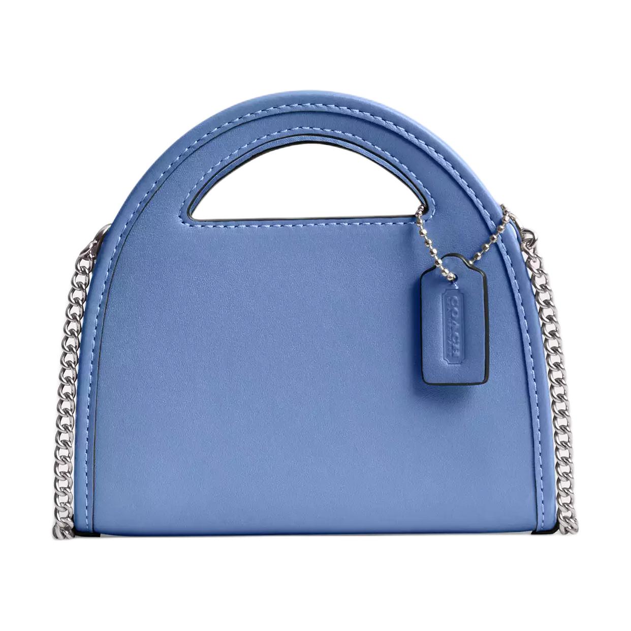 Coach CT879-LHXAV Pebbled Leather Crossbody Bag Light Khaki Dusty Blue