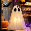 Minimalist Festive Desk Accessory Halloween Ghost Decor, Spooky Sequin Mesh Fabric with Witch Hat/Bow, Whimsical for Home Decor Small Standing