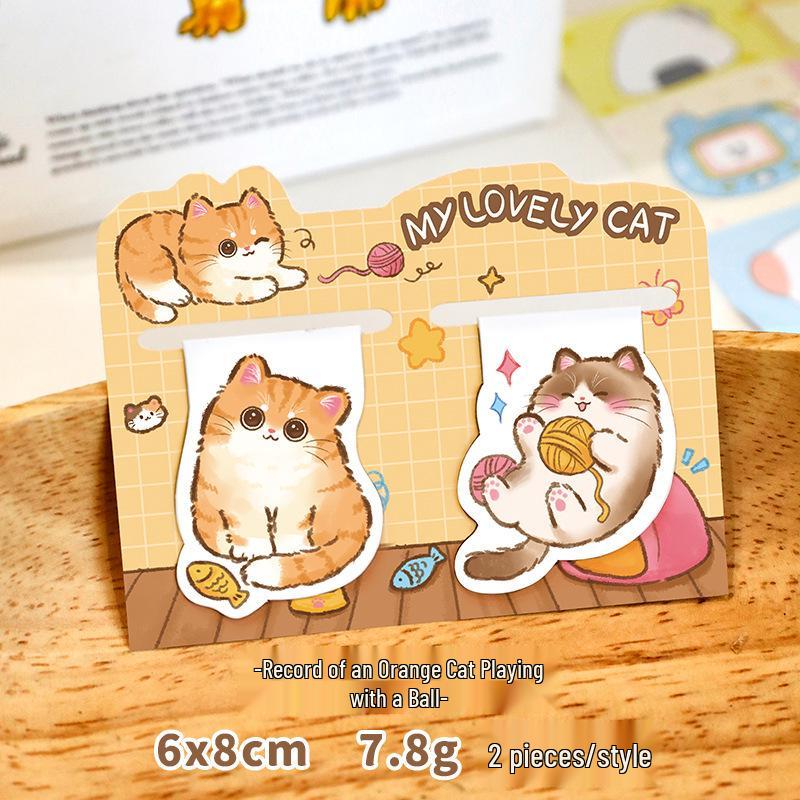 Cute Cat Magnetic Bookmark: Double Piece Cartoon Page Clips for Reading