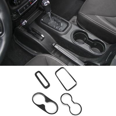 Car Front Rear Water Cup Holder Gear Shift Panel Decoration Sticker for Jeep Wrangler JK 2011-2017 Interior Mouldings Accessory