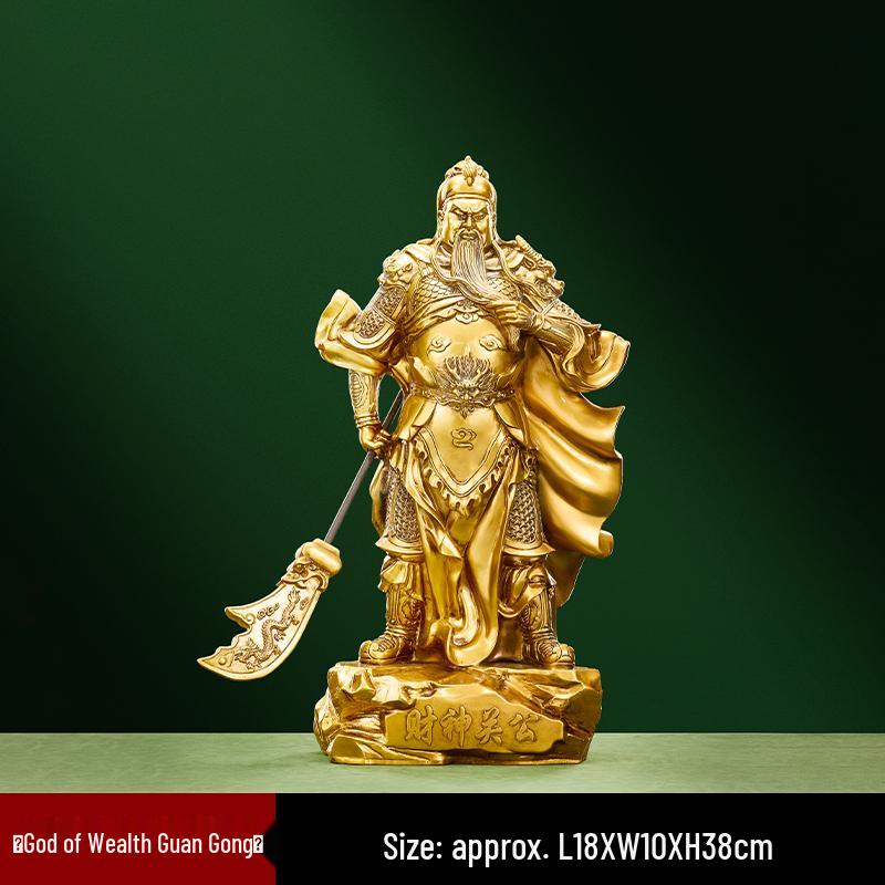 Guan Gong Wealth-Attracting Statue: Martial God of Wealth for Home, Office, or Shop Decor
