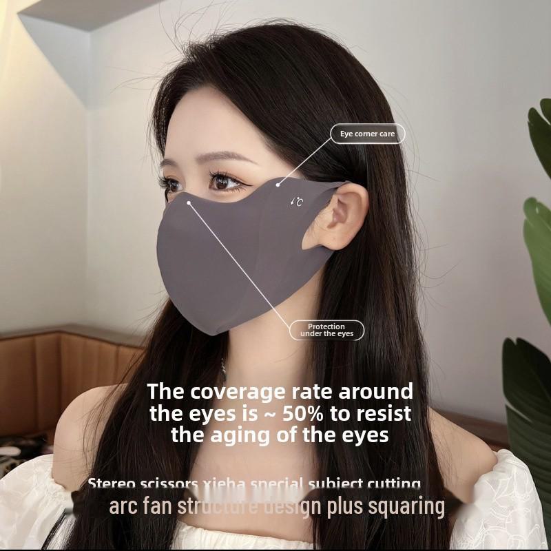UPF50+ 3D Eye Protection Ice Silk Sunscreen Mask - Washable & UV-Resistant Fashion Mask