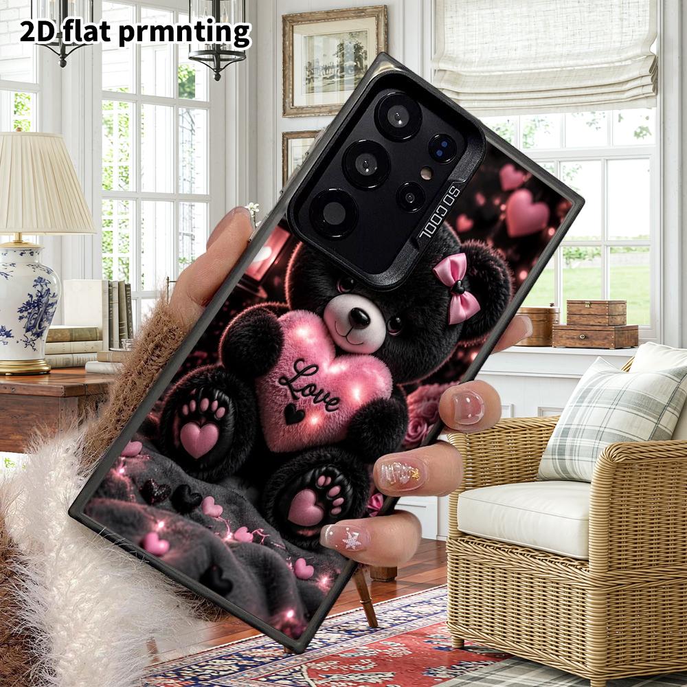 Phone Case: 2D Flat Samsung Galaxy A34 A35 M05 M06 S20 S22 S21 FE Plus 5G Protective Case, Couple Style, Heart Bear, Christmas and Halloween Gift