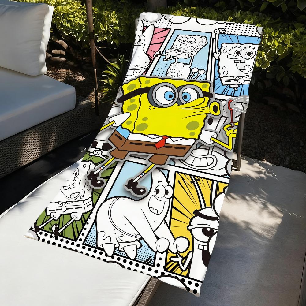 S-SpongeBob CUTE Towel Large Quick-Drying Microfiber soft S-SquarePants-s Beach Towel for Travel Fitness Sauna Bathing Camping