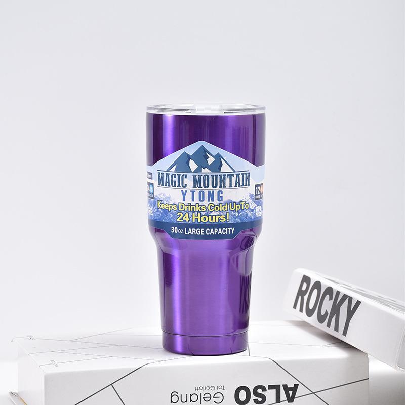 30OZ Travel Stainless Steel Tumbler with Magnetic Lid Insulation Thermos Cup with Straw Mug Car Cold Drinking Cups