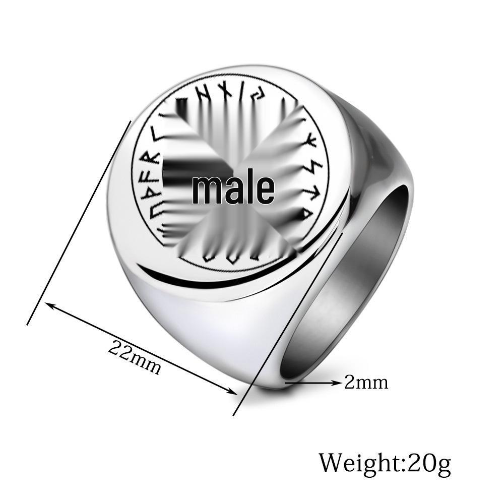 Nordic Viking Titanium Steel Rune Ring with Irish Eternal Knot Design