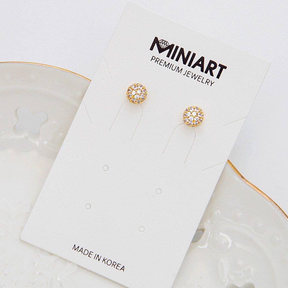 [Merry-Grin] 14K Gf Gold Filled Pin Cubic Ball Earrings Psyche