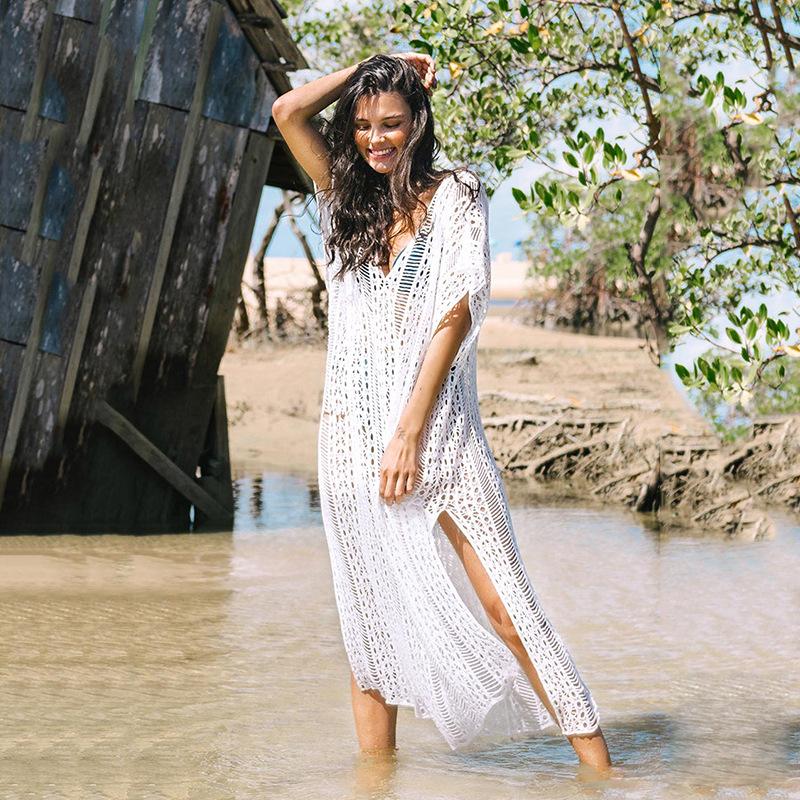 Vår Ny Damegenser Pullover Lang Hul Strandskjørt Bikini Badebukse Bluse Damer