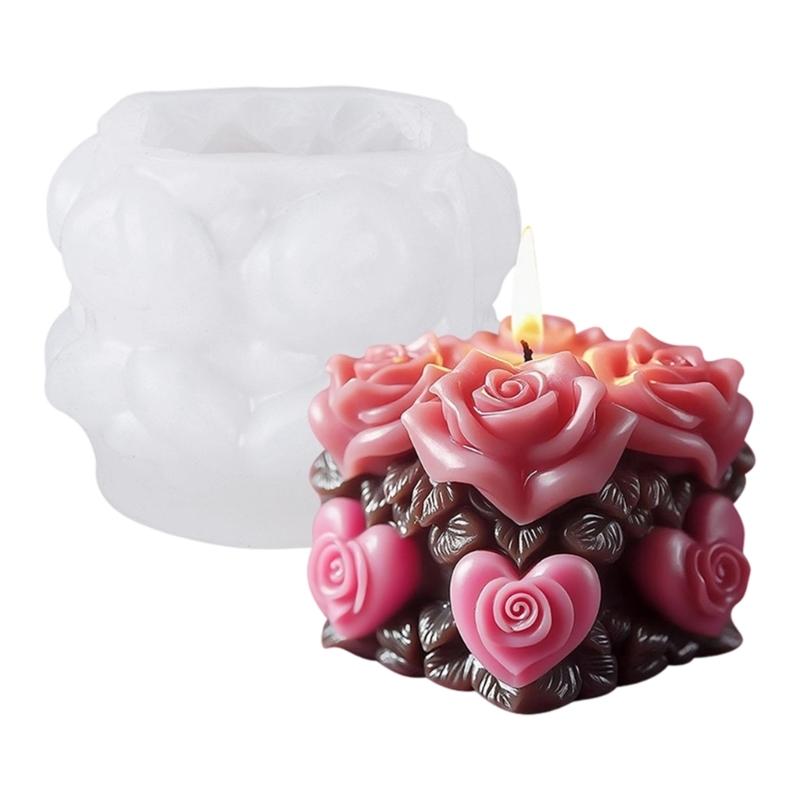 Rosenblumen Silikon Kerzenform Rosenförmige Seifenherstellungsform für Epoxidharz Kerze Seife Hochzeit Heimdekoration