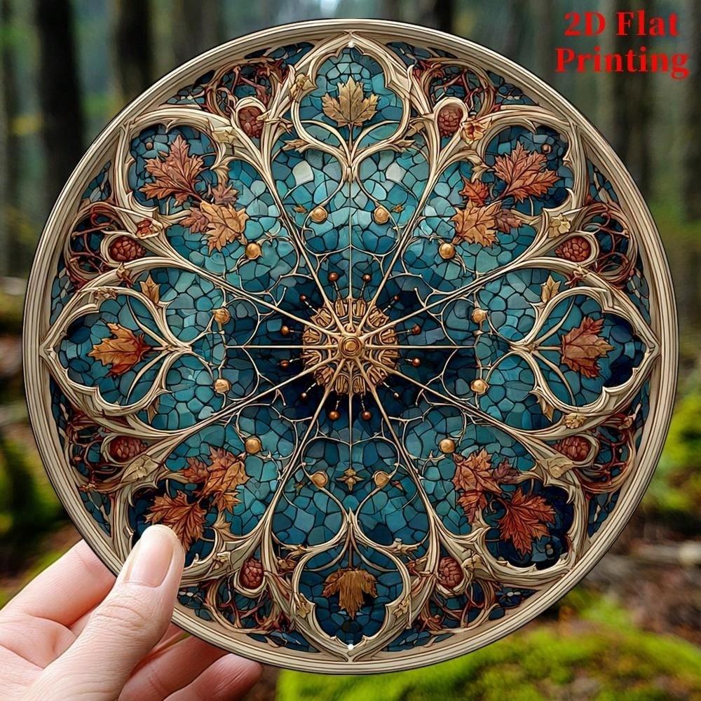 

Vintage Metal Wall Art Bohemian Mandala Decor Round Aluminum Sign for Home Garden Office 20x20 разноцветный
