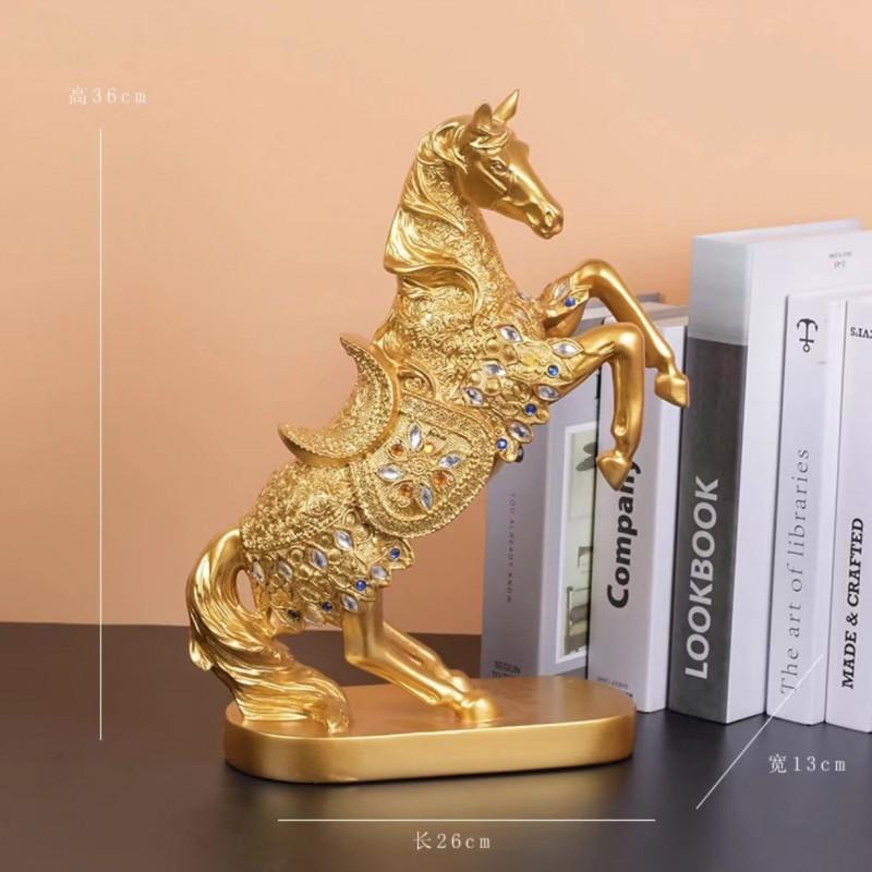 Resin Swan Couple Decorative Figurine Living Room Home Office Modern Luxury Interior Decoration Leaping Horse - Gold