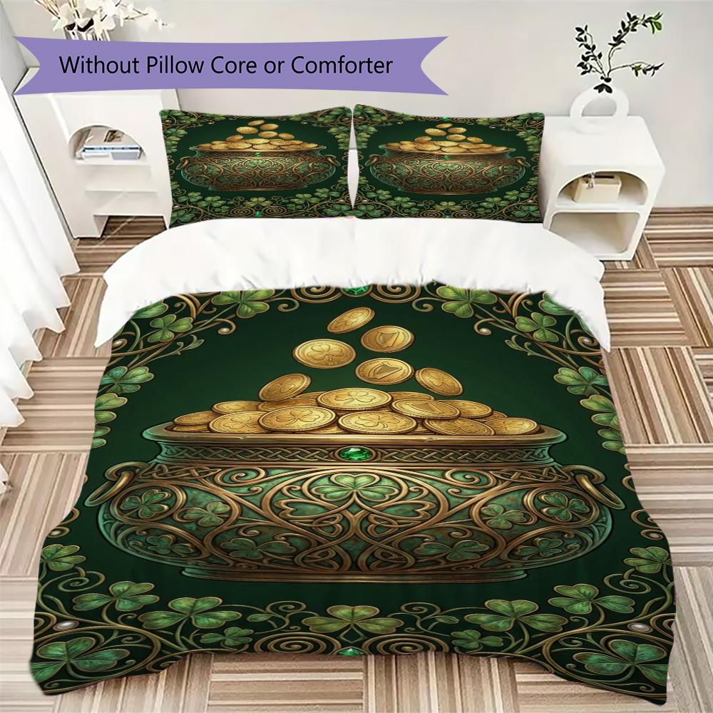 Coins&Rainbows Pattern Bedding uilt Set uilt Cover Pillowcase Home Decoration Birthday Gift (1 * duvet cover + 2 * pillowcase without core)115