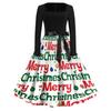 Women's Casual Vintage Dress with Square Neck and Christmas Print for Holiday Party