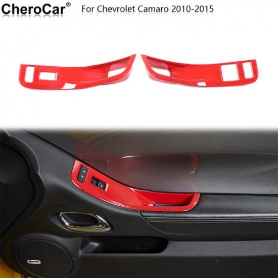 Window Lift Switch Button Panel Decor Cover Trim For 10-15 Chevrolet Camaro Red
