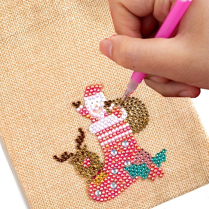 Weihnachtsleinen 5D Diamantmalerei Überraschungstüte (1 Satz) - DIY Geschenk- & Süßigkeitstüte, handgefertigt mit selbst aufgebrachten Einzeldiamanten