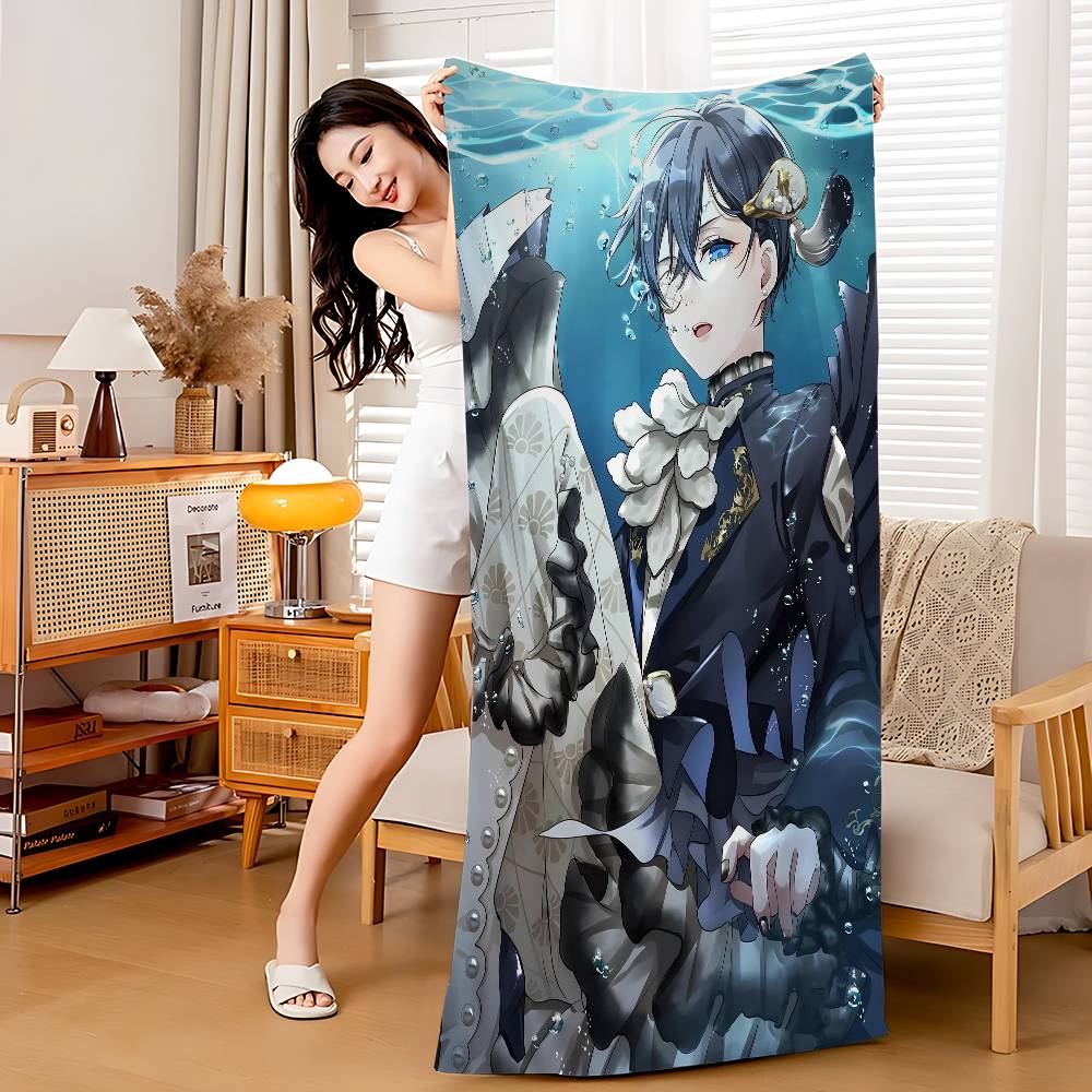 Japanese Anime Black B-butler Microfiber Beach Towel Absorbent Quick Dry Soft Yoga Swimming Resort Mountain Climbing Towel