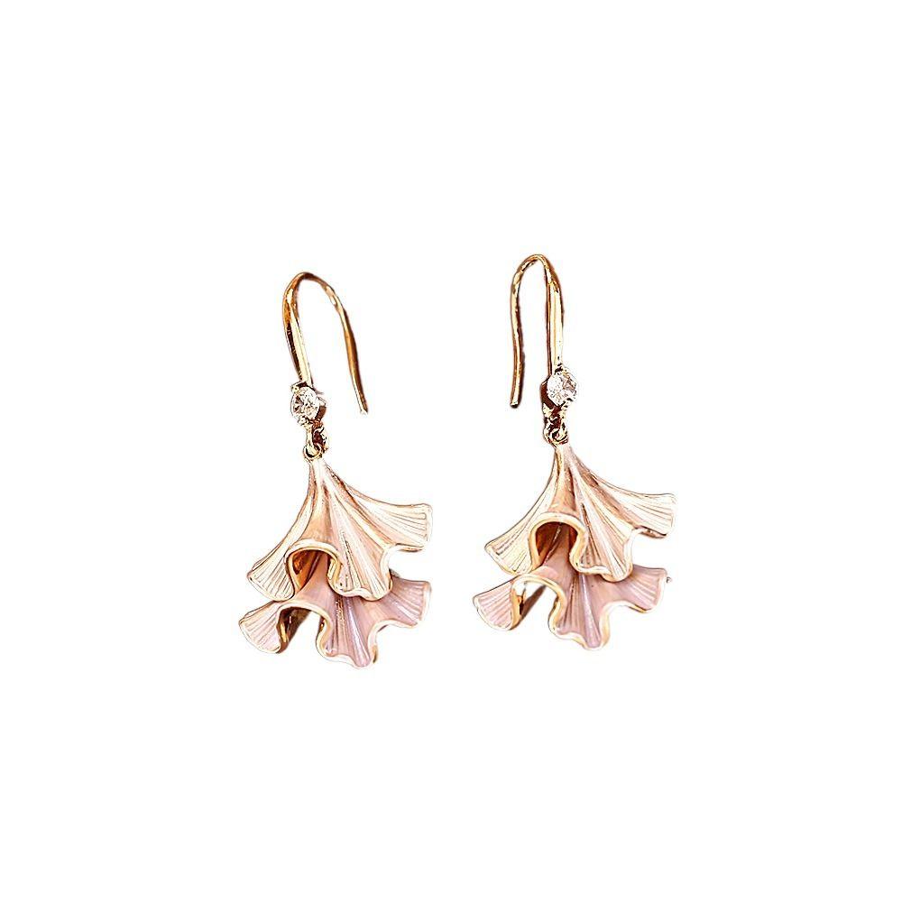 Retro Ginkgo Earrings Double-layer Sweet Earrings Jewelry Elegant Ginkgo Ear Pendant Festival