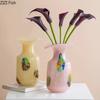 Colorful Painted Glass Vase Creative Ruffle Plant Pots Table Decoration Flowers Arrangement Floral Vases Room Aesthetic Decor