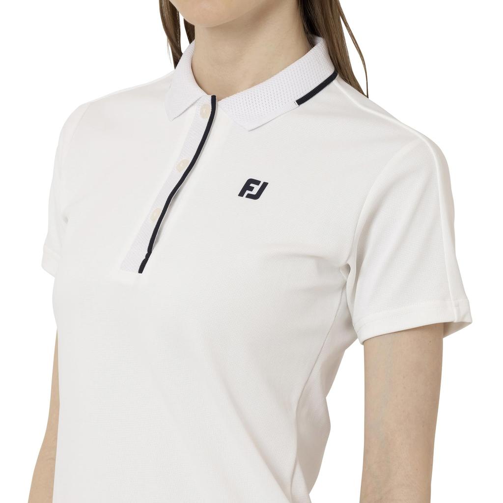 FootJoy Women's White Point Collar Short Sleeve Polo Shirt, Size M (FJW-S25-S02, 34794-M)