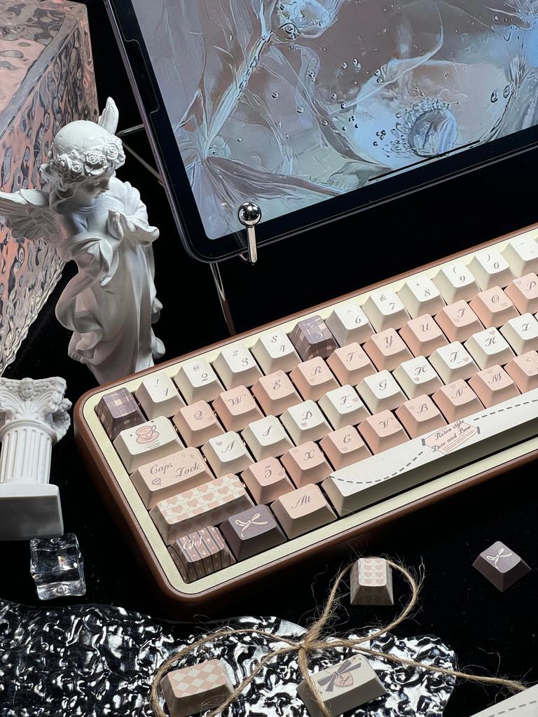 White Dream Anthem Keycap Cherry PBT Five Sided Heat Sublimation Keycap 151KEYS Blue Retro French Style Chocolate Color Keycaps