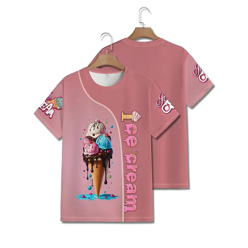 Men's Ice Cream Funny T Shirt Short Sleeve T Shirt 3D Print O-Neck Shirt Men Women Party Summer Harajuku Cool Tee Tops Clothing