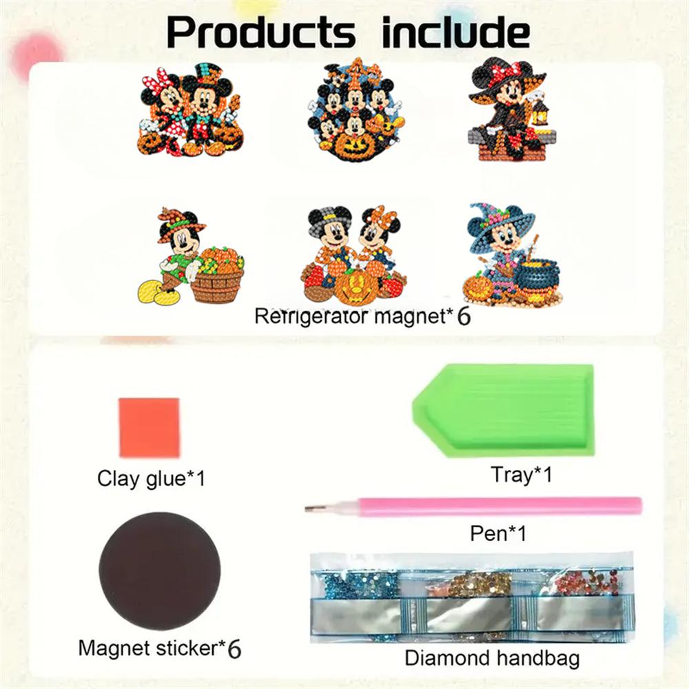 6pcs/Set Couple Pumpkin Series Diamond Painting Magnets for Refrigerator Diamond Art Fridge Magnets for Adults Diamond Art Refrigerator Magnets Kits