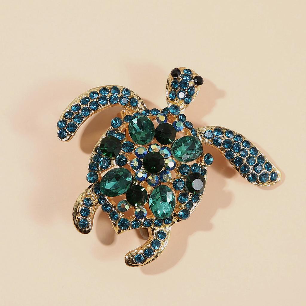 Cute Crystal Turtle Brooch