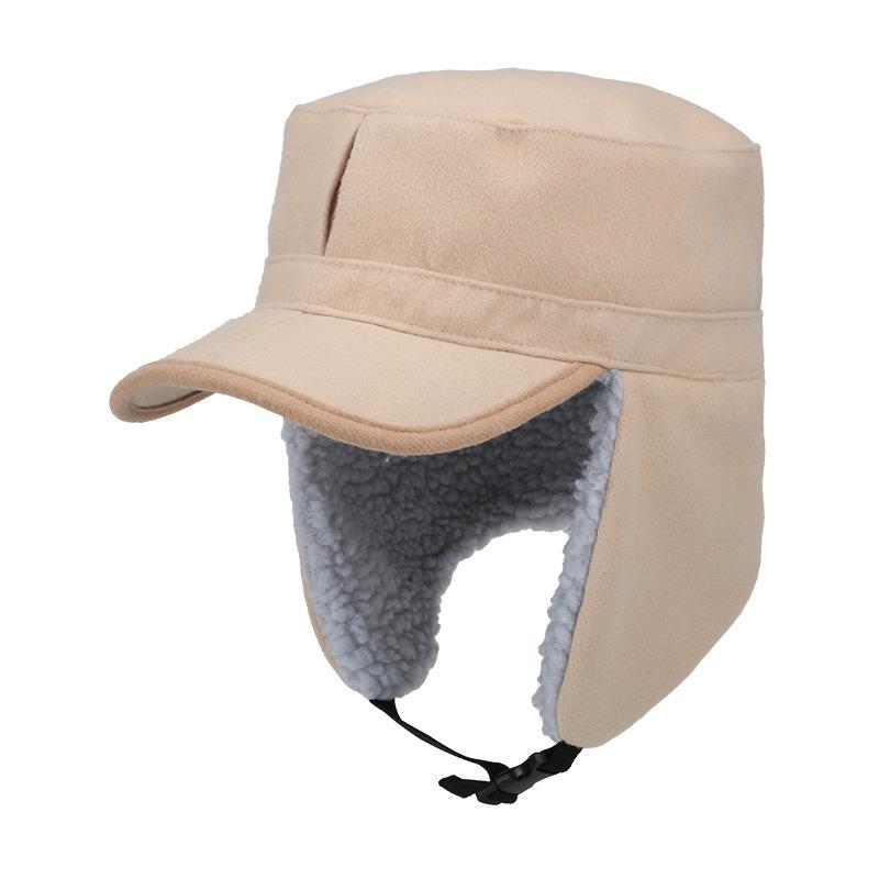 Autumn and Winter New Outdoor Men's and Women's Fashion Foldable Thickened Warm Lamb Wool Duck Tongue Woolen Hat