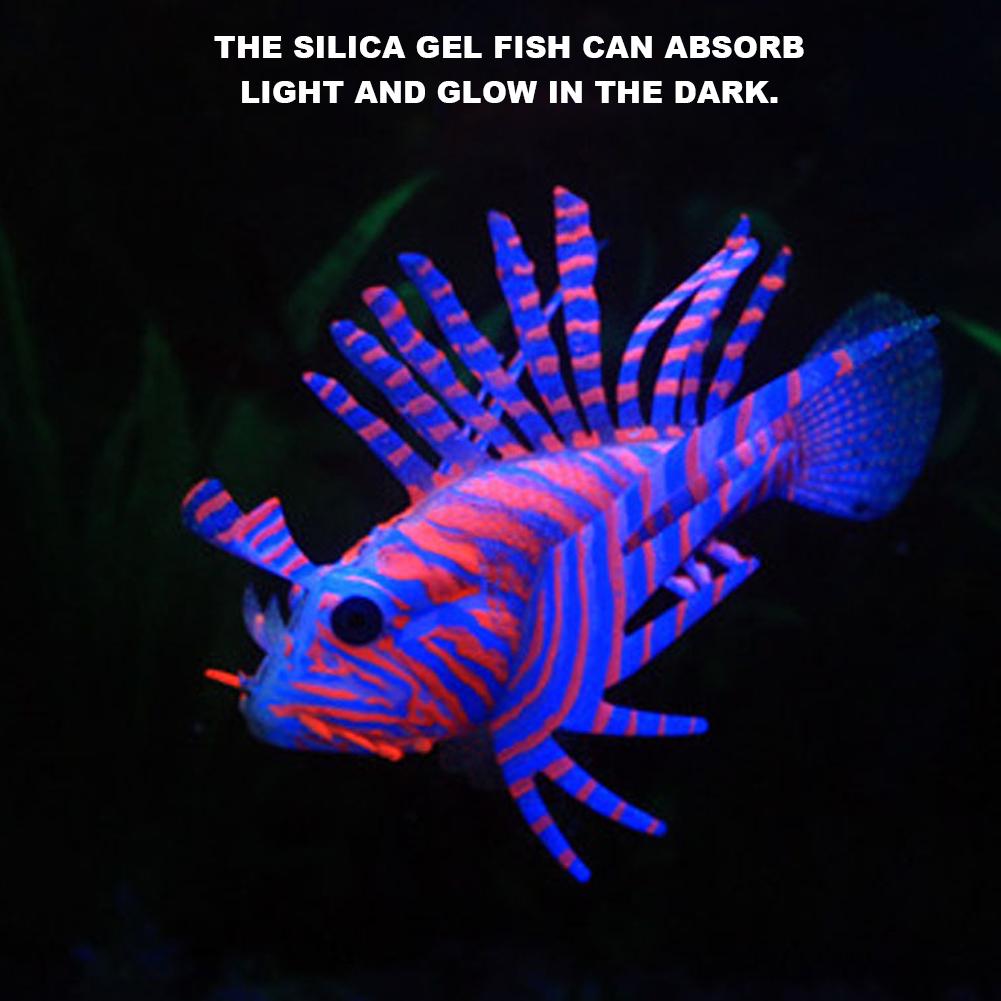 Aquarium Artificial Simulated Silicone Lionfish Luminous Ornament Fish   Decoration