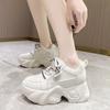 Fashion Women Walking Sneakers New Autumn Lace-up High Platform Chunky Shoes Breathable Mesh Shoes 9CM Wedge Heels Casual Shoes
