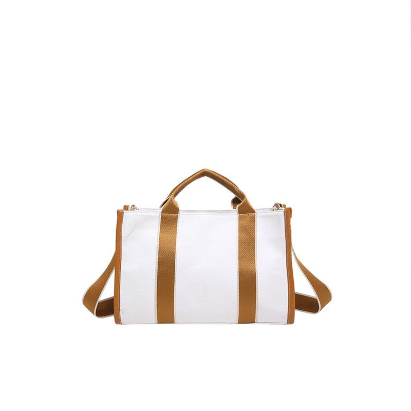 Spring new fashion, large-capacity portable canvas bag commuter shoulder bag contrasting colors