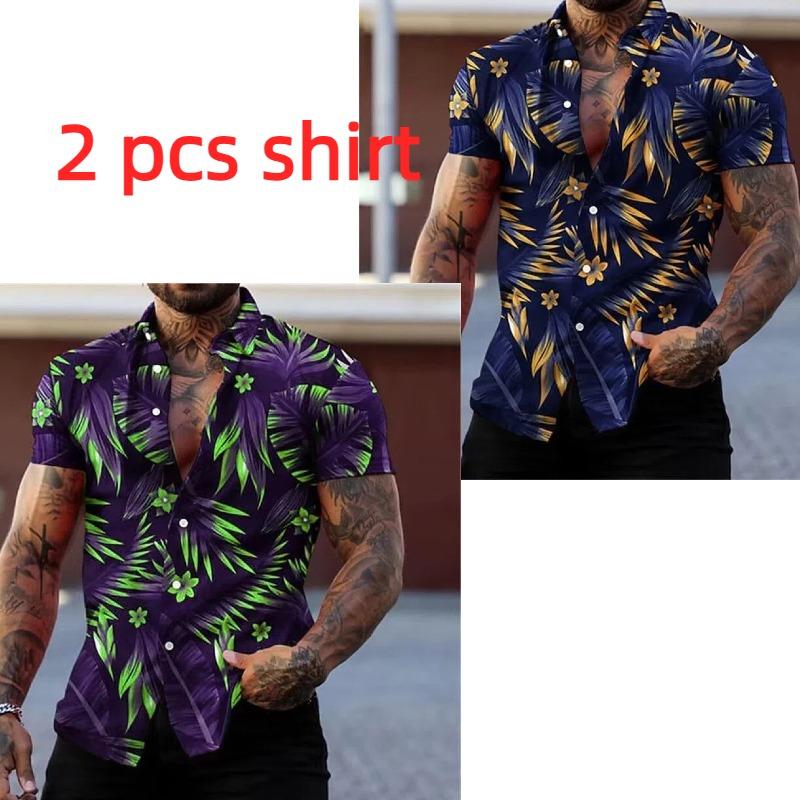 Golden Flower Plant Printing Shirt Summer Hawaiian Beach Vacation Clothing Men's Fashion Street Style Shirt Daily Men's and Women's Shirt