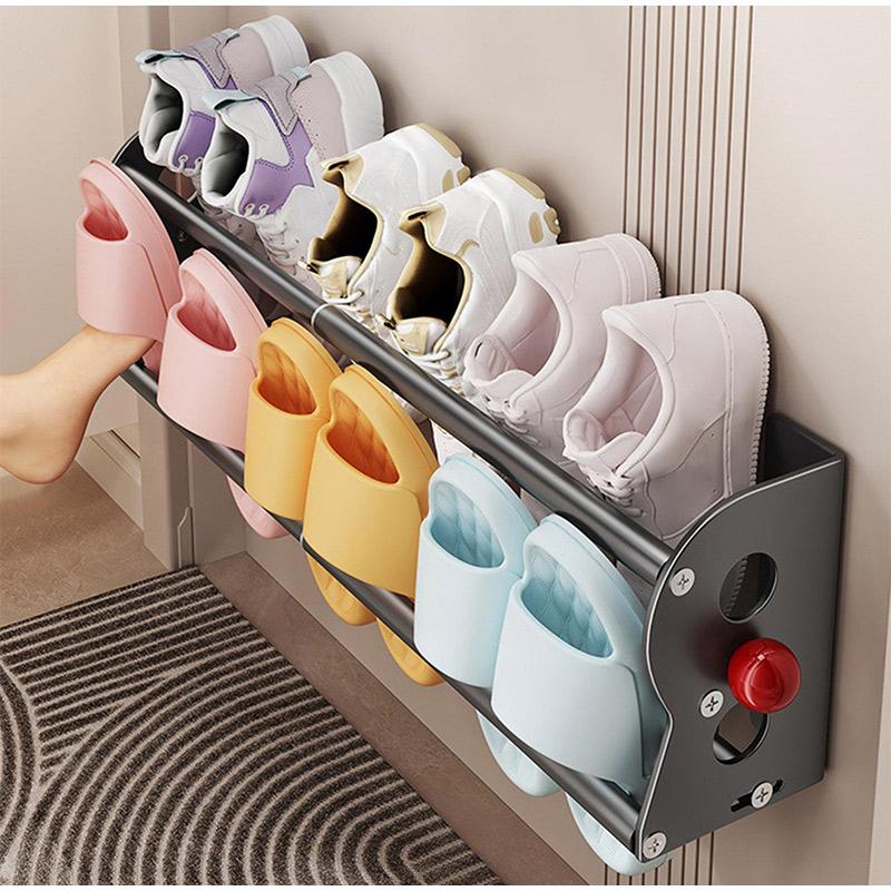Magnetic Shoe Rack Expandable Double-Layer Slippers Organizer Wall Mounted Sneakers for Homeowners Renters Dwellers Collectors