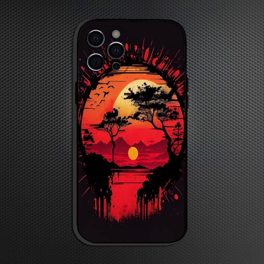 Summer Sunset Phone Case For iPhone 16,15,14,13,12,11 Plus,Pro Max, Others Soft Black Cover