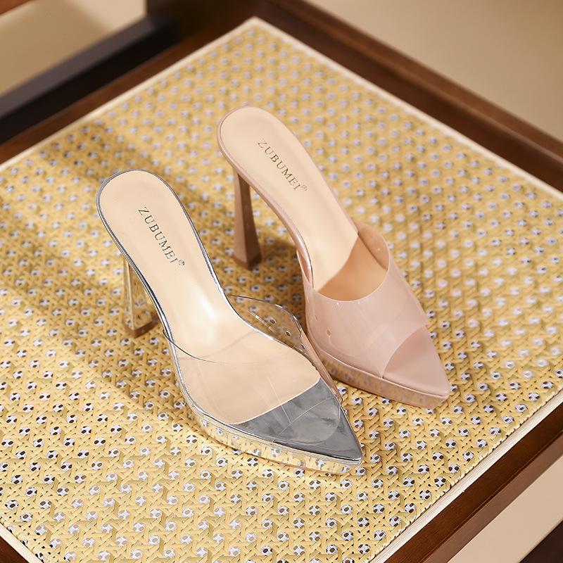 Atemberaubende wasserdichte Plateau-High-Heel-Slipper - Damen 2026 Frühling/Sommer Open-Toe Stiletto Elegante Absätze