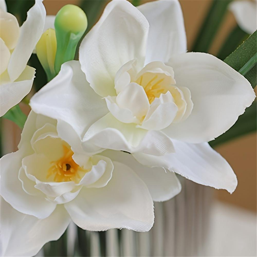 3/5 Pack Artificial Daffodil Swags Plastic Faux Narcissus Flower Bundle for Home Decor