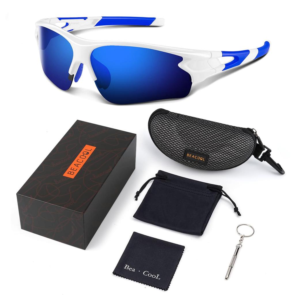 BEACOOL Sportsonnenbrille mit polarisierten Gläsern für und TR90 TAC UV400 Sonnenschutz für Herren und Unisex-Sonnenbrille mit sicheren und klaren Gläsern in