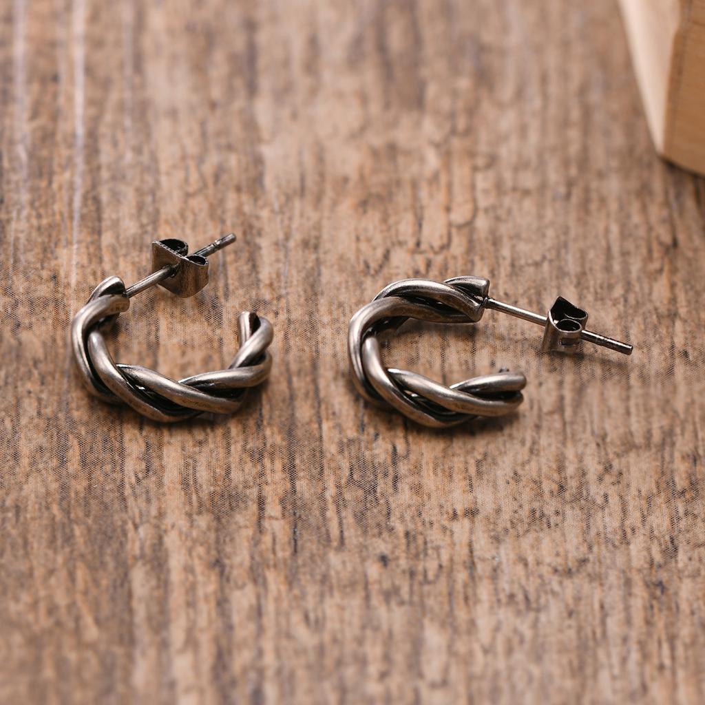 Men Hoops Earrings ,Mini Twist Cuff Earrings. Stainless Steel Twisted Small Hoops Earring ,Minimalist  Men Jewelry