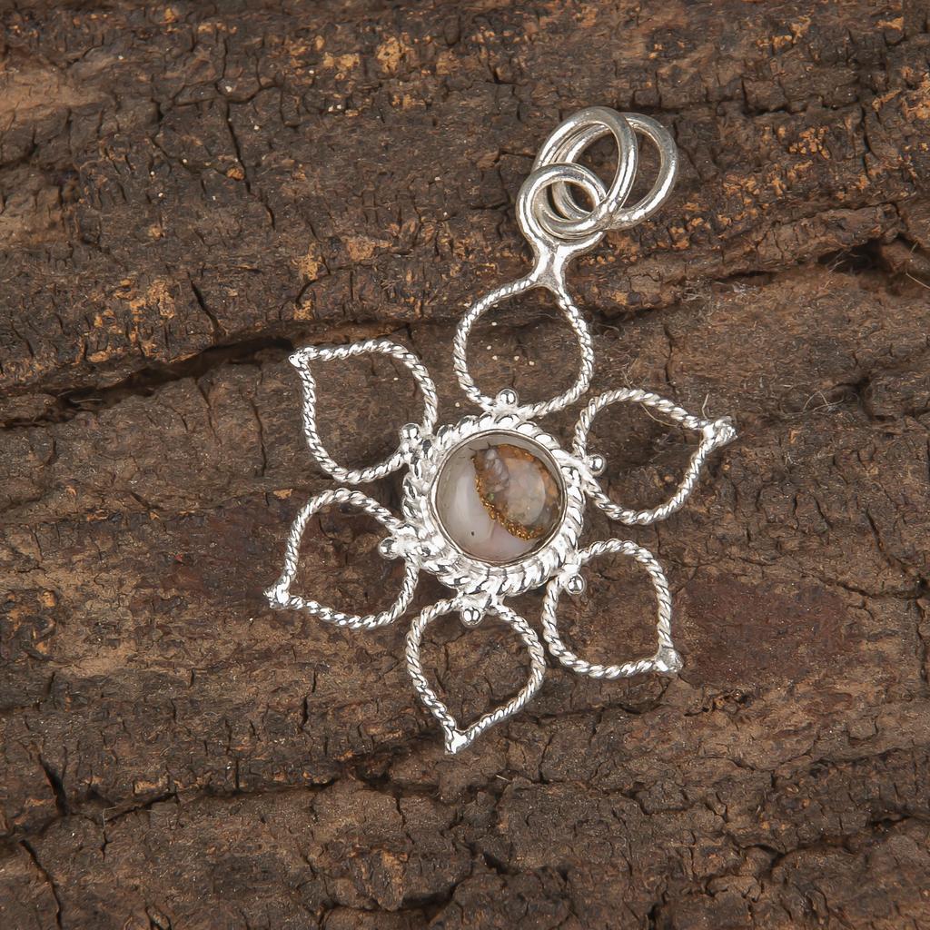 Bijoux en pierre gemme turquoise cuivre rose, Pendentif Bijou en Argent Sterling Massif 925, Pendentif en Argent Fait Main Cadeau Pour Femmes