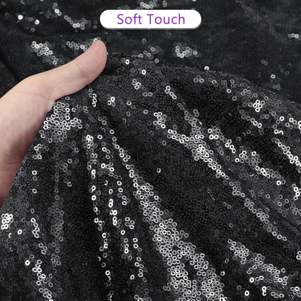 DMiotech 4 Yards Black Sequin Sparkly Iridescent Bling 5 Feet DIY Sewing for Dresses Fabric, Mesh, Wide, Tablecloths, Backdrops, Clothing,