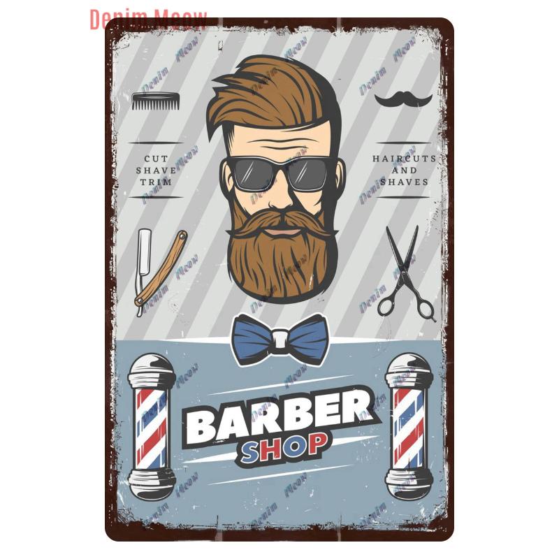 Hair Cutting Retro Plaque, Metal Signs, Barber Shop, Vintage Painting, Wall Posters, Bar, Pub, Shave & Haircut, Home Decor, WY28